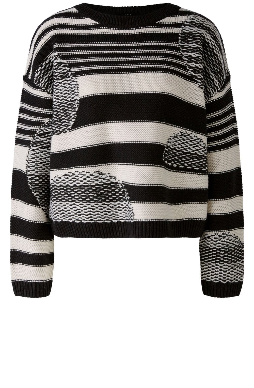 Black and Off White Contrasting Knits Jumper