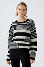 Black and Off White Contrasting Knits Jumper