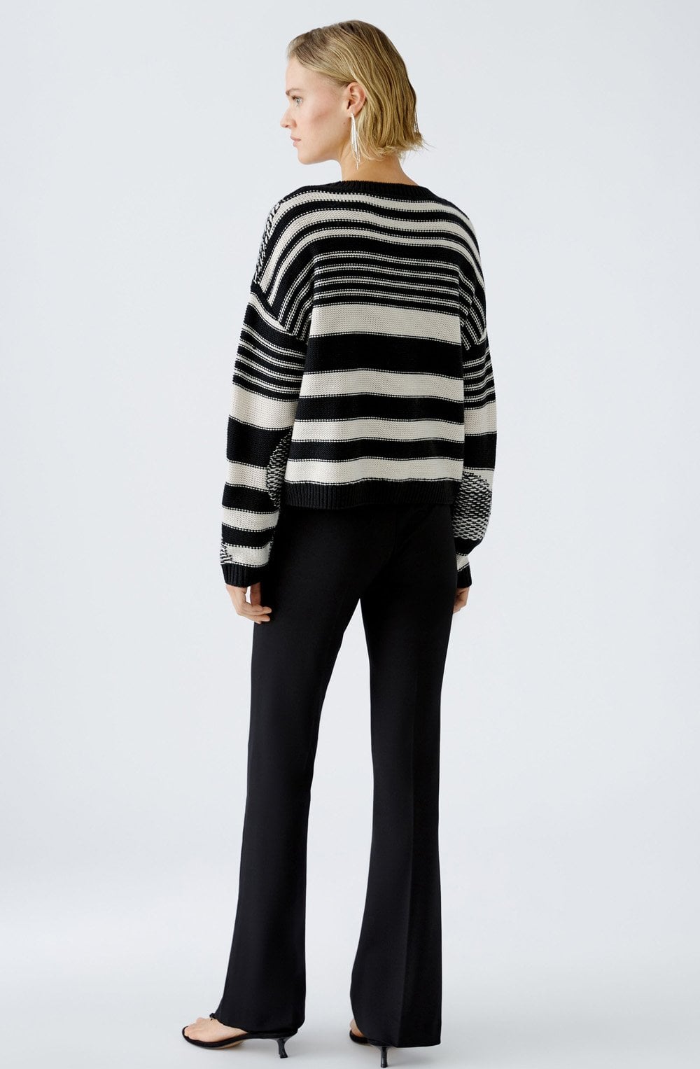Black and Off White Contrasting Knits Jumper