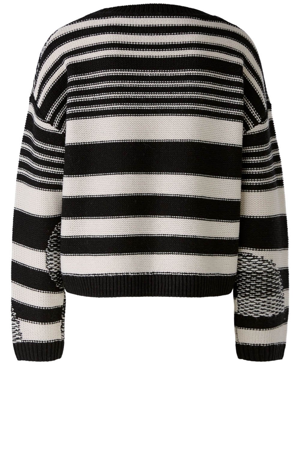 Black and Off White Contrasting Knits Jumper