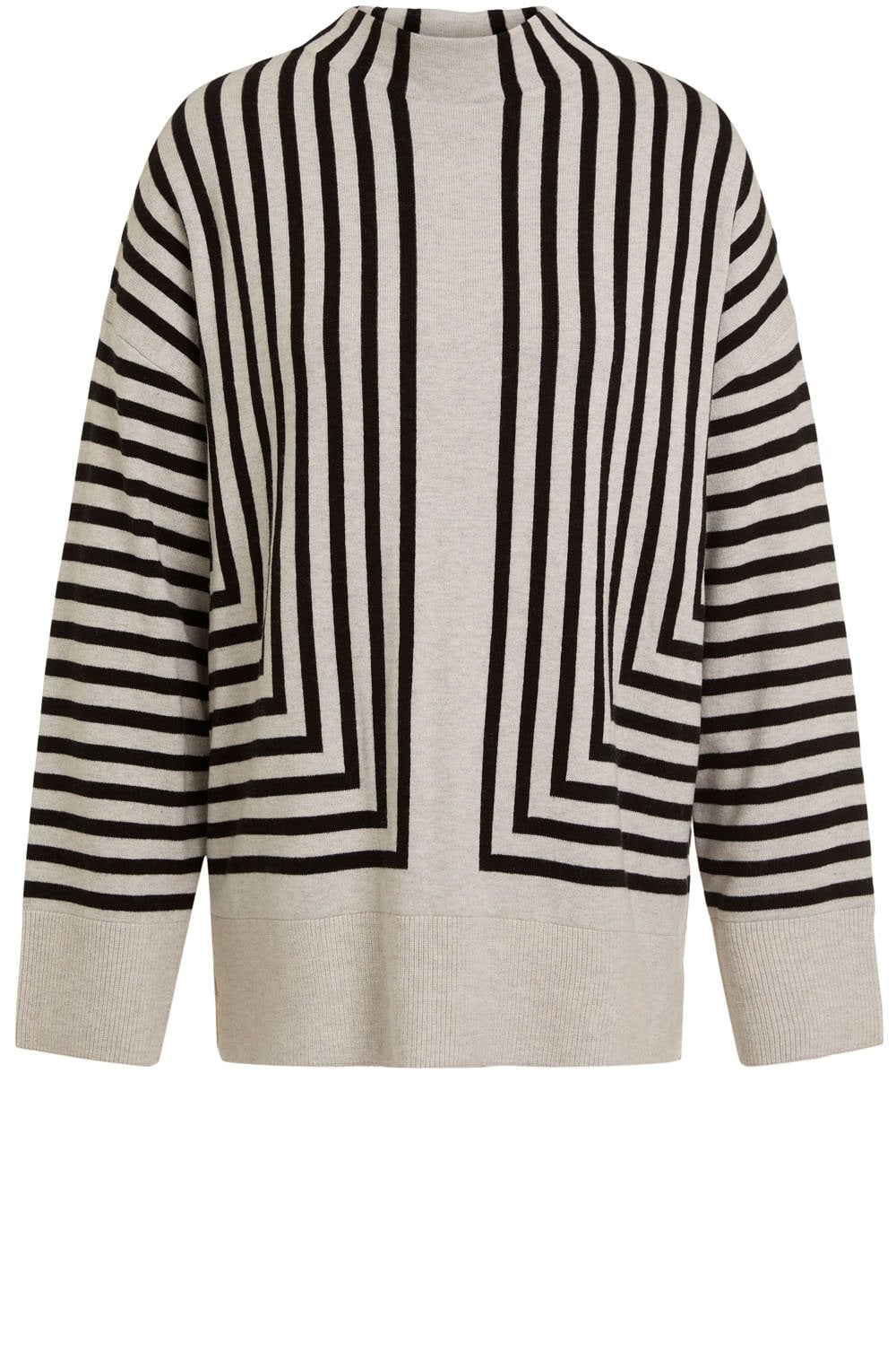 Black and Off White Geometric Jumper