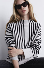 Black and Off White Geometric Jumper