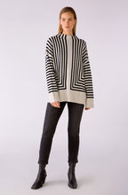 Black and Off White Geometric Jumper