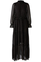 Black and Off White Polka Dot Chiffon Maxi Dress