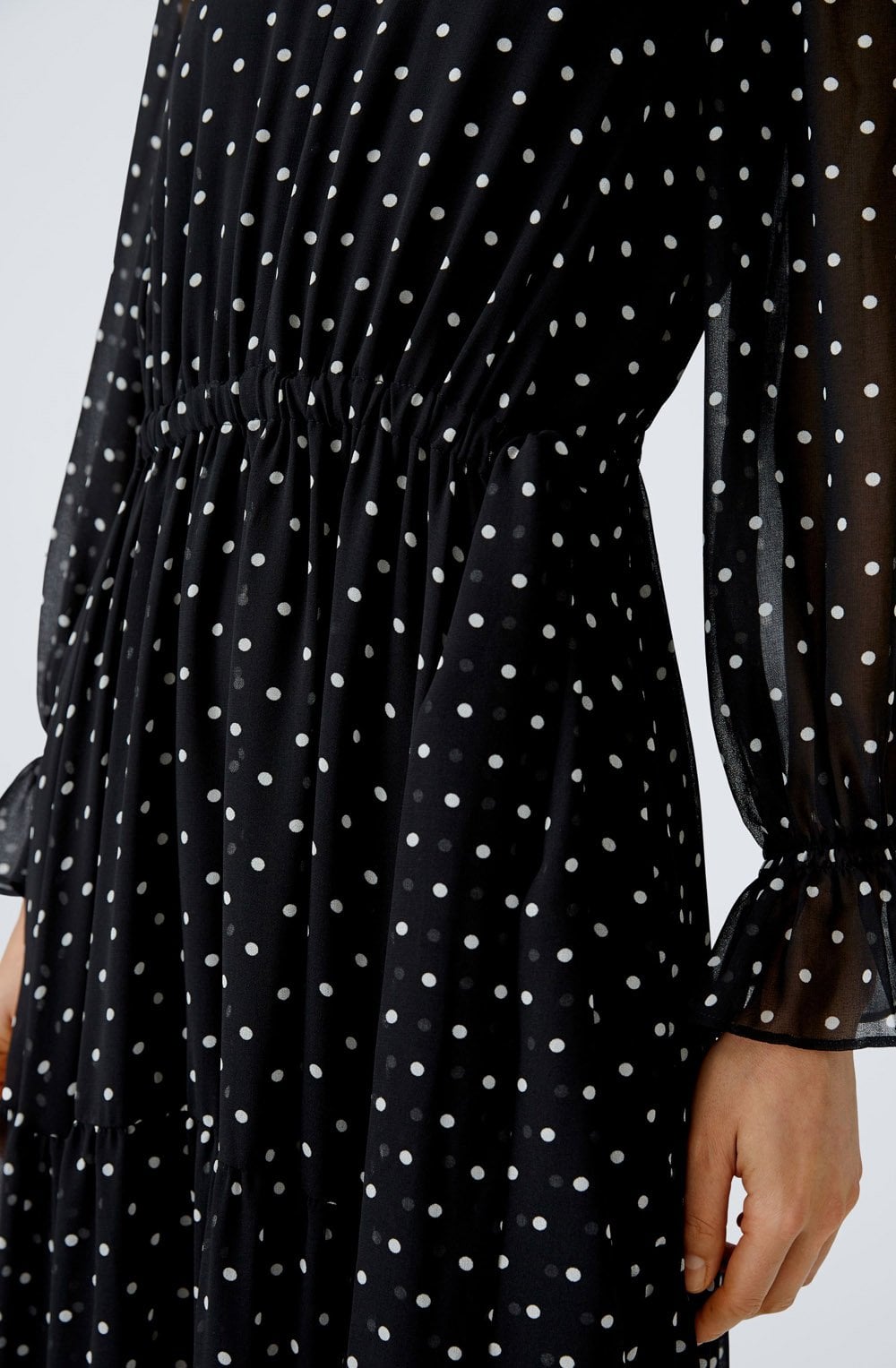 Black and Off White Polka Dot Chiffon Maxi Dress