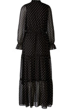 Black and Off White Polka Dot Chiffon Maxi Dress