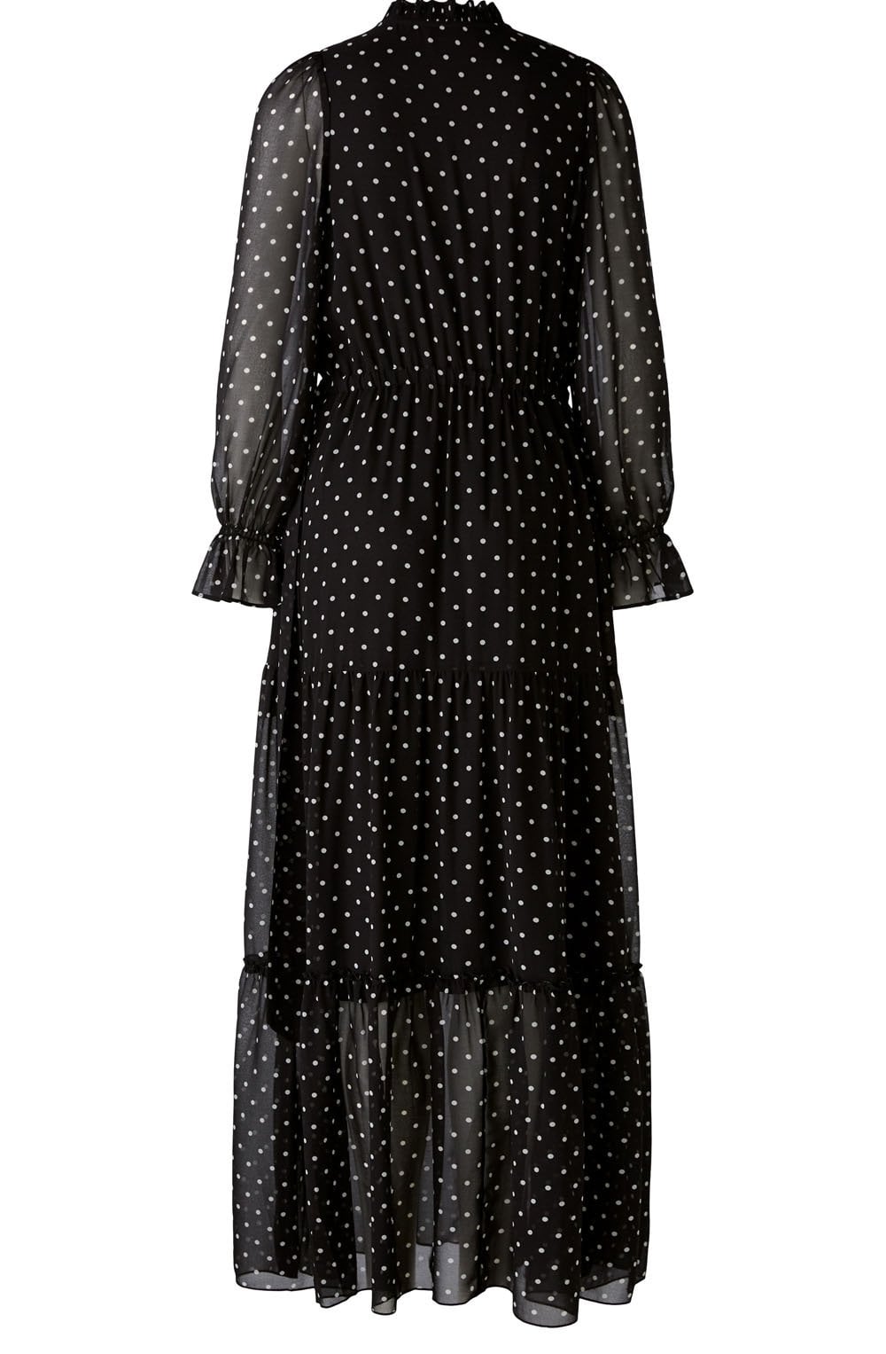 Black and Off White Polka Dot Chiffon Maxi Dress