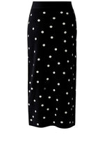 Black and Off White Polka Dot Knitted Skirt