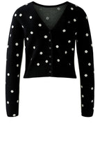Black and Off White Polka Dot Reversible Cardigan