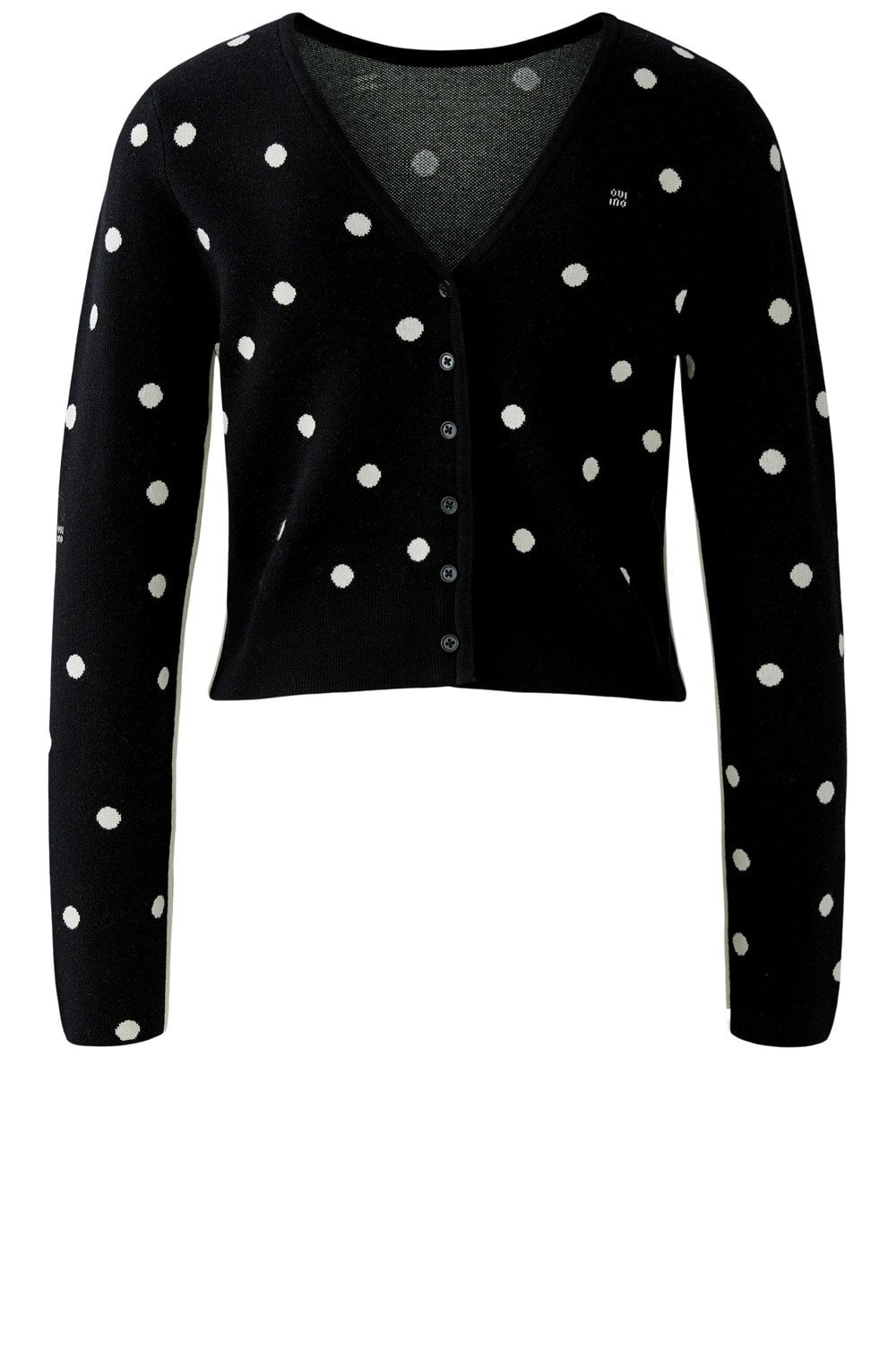 Black and Off White Polka Dot Reversible Cardigan