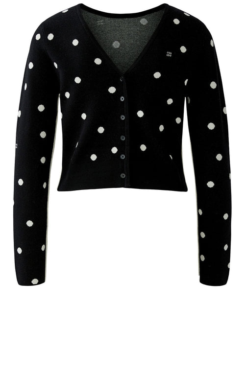 Black and Off White Polka Dot Reversible Cardigan