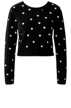 Black and Off White Polka Dot Reversible Cardigan