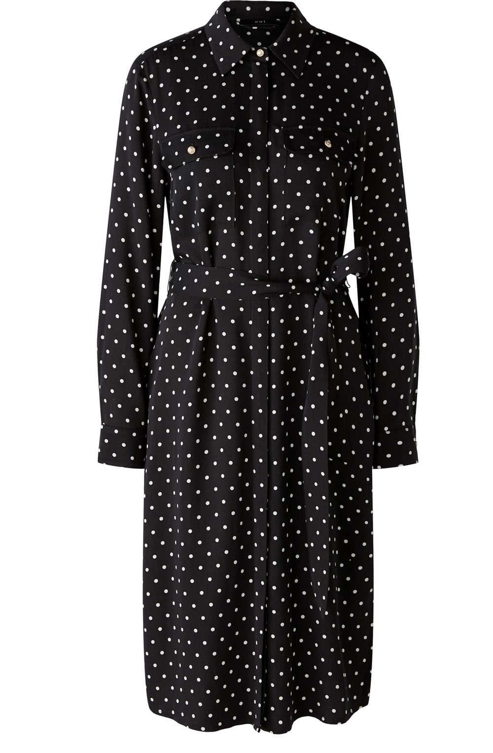 Black and Off White Polka Dot Shirt Dress