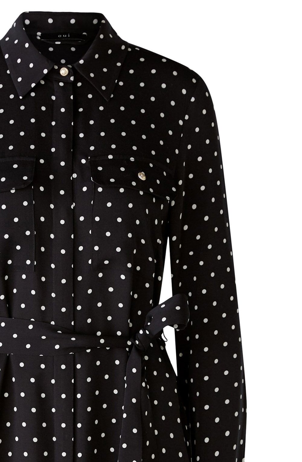 Black and Off White Polka Dot Shirt Dress