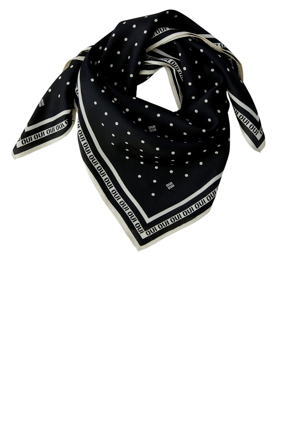 Black and Off White Polka Dot Silk Touch Scarf