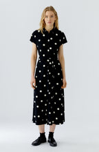 Black and Off White Polka Dot Silk Touch Shirt Dress