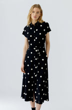 Black and Off White Polka Dot Silk Touch Shirt Dress