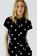 Black and Off White Polka Dot Silk Touch Shirt Dress