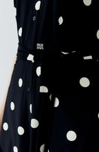 Black and Off White Polka Dot Silk Touch Shirt Dress