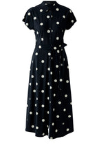 Black and Off White Polka Dot Silk Touch Shirt Dress
