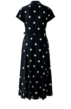 Black and Off White Polka Dot Silk Touch Shirt Dress