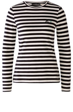 Black and Off White Striped Jersey Top