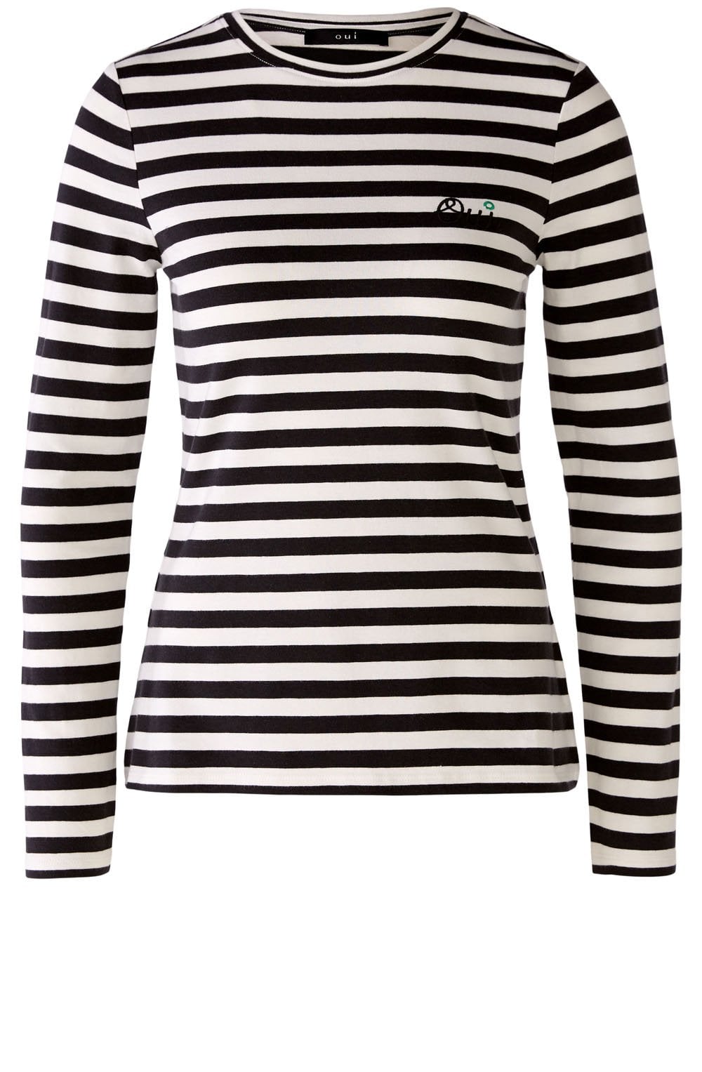 Black and Off White Striped Jersey Top