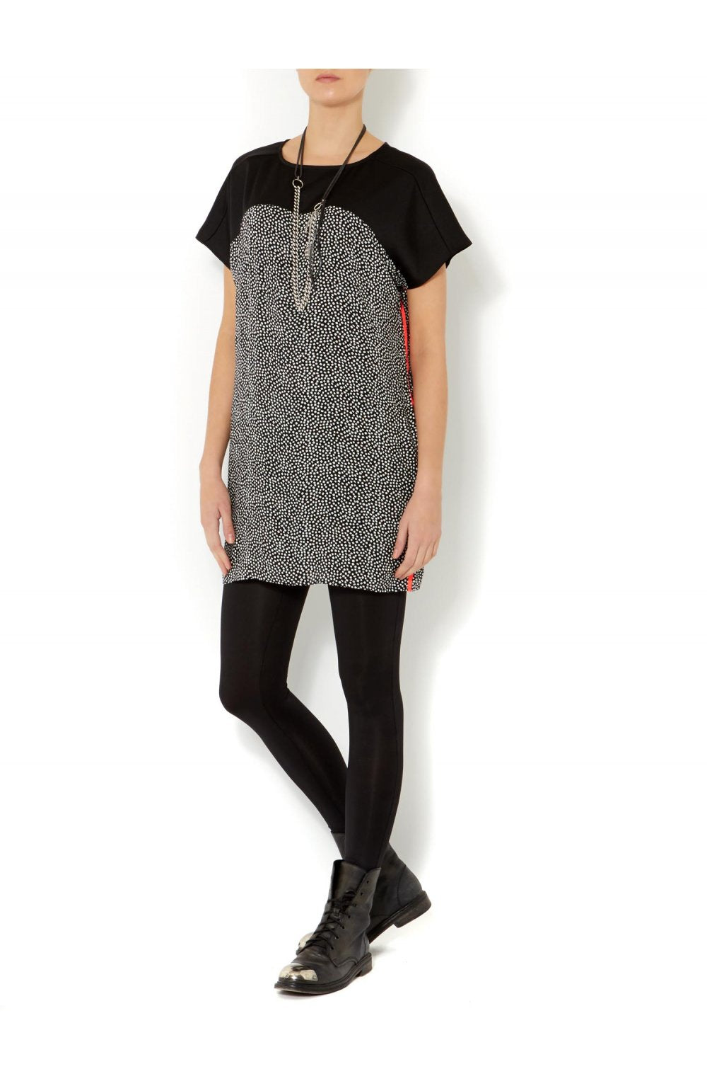 Black and white checkered print tunic