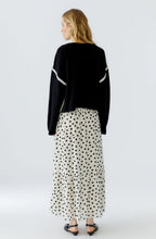 Black and White Contrast Embroidered Seam Jumper