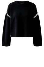 Black and White Contrast Embroidered Seam Jumper