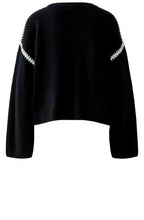 Black and White Contrast Embroidered Seam Jumper