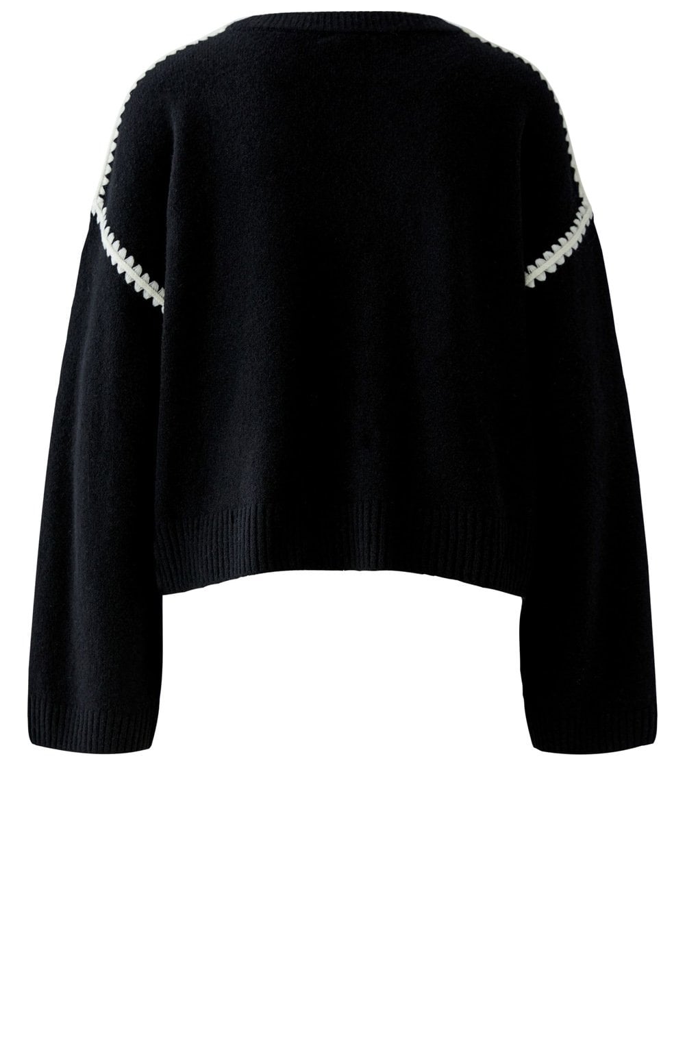 Black and White Contrast Embroidered Seam Jumper