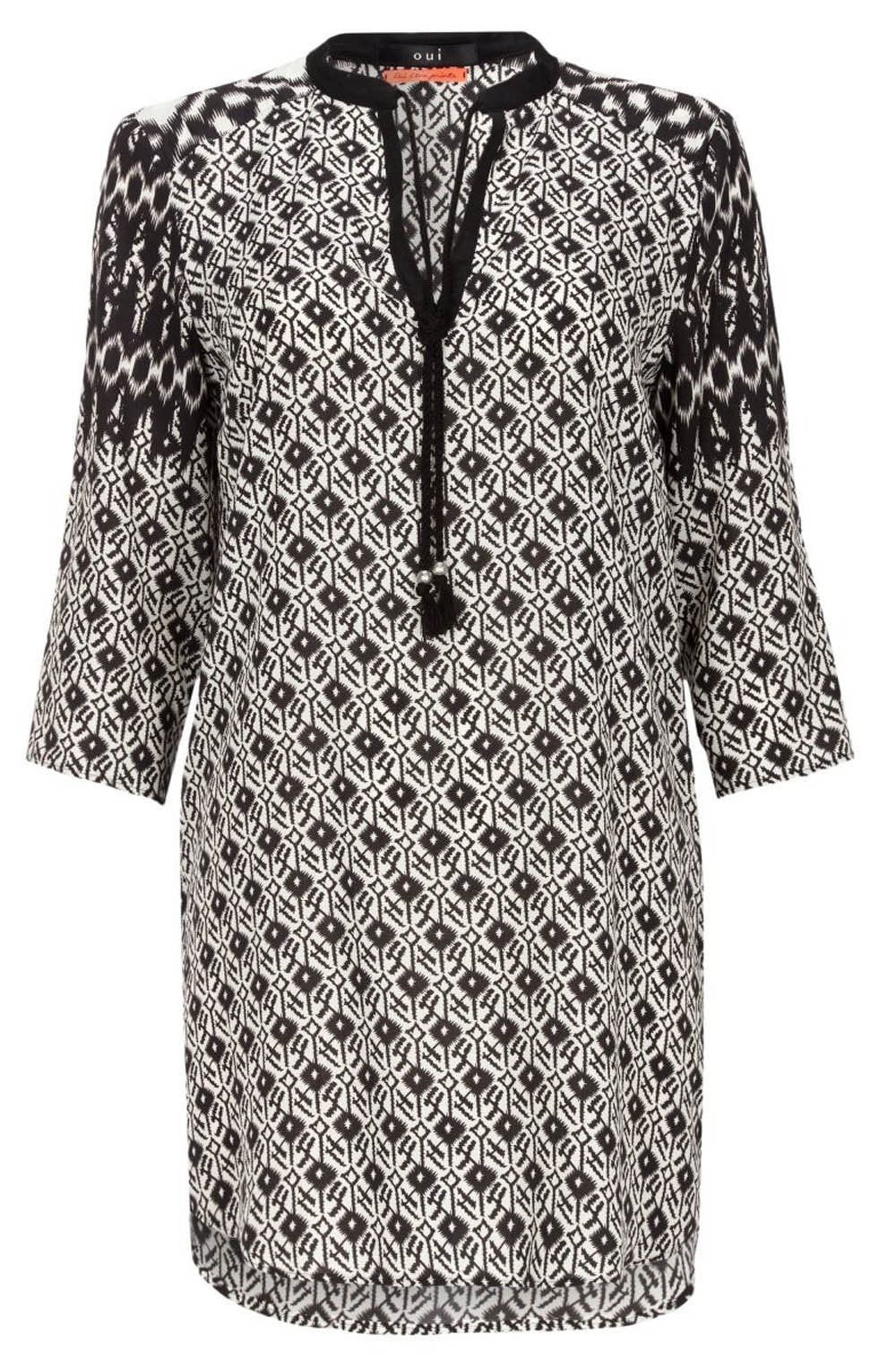Black and white tribal print tunic
