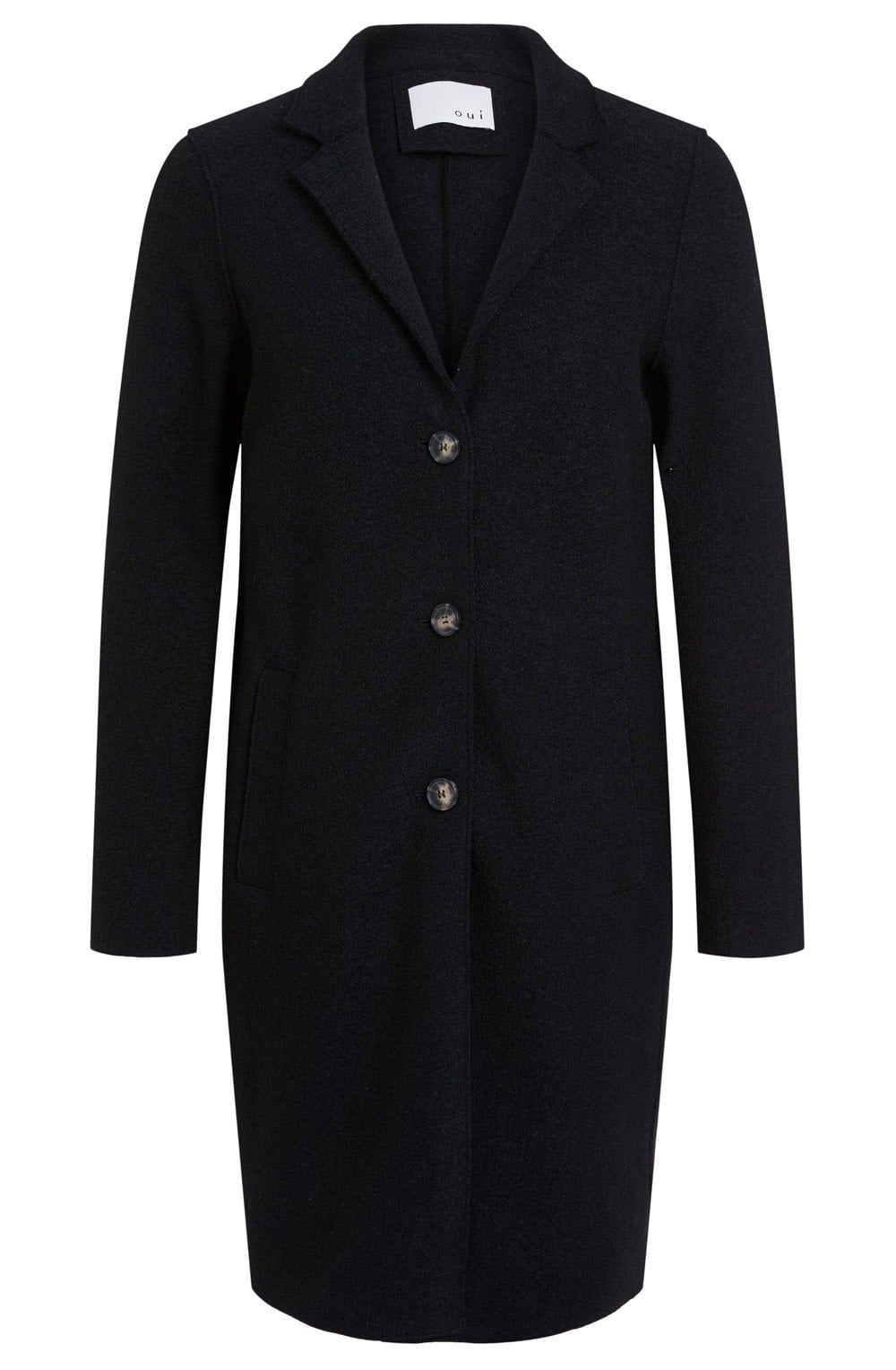 Black Boiled Wool Coat