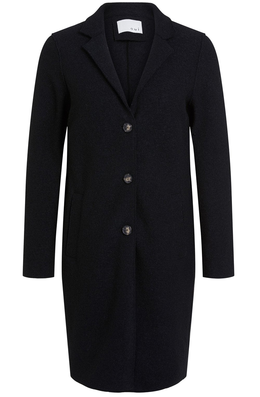 Black Boiled Wool Coat