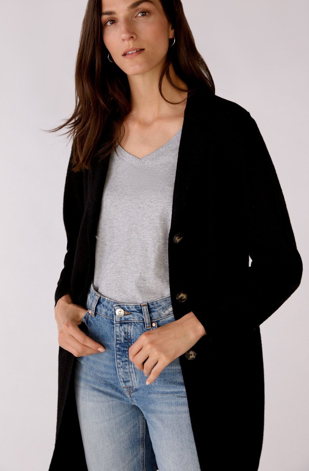 Black Boiled Wool Coat
