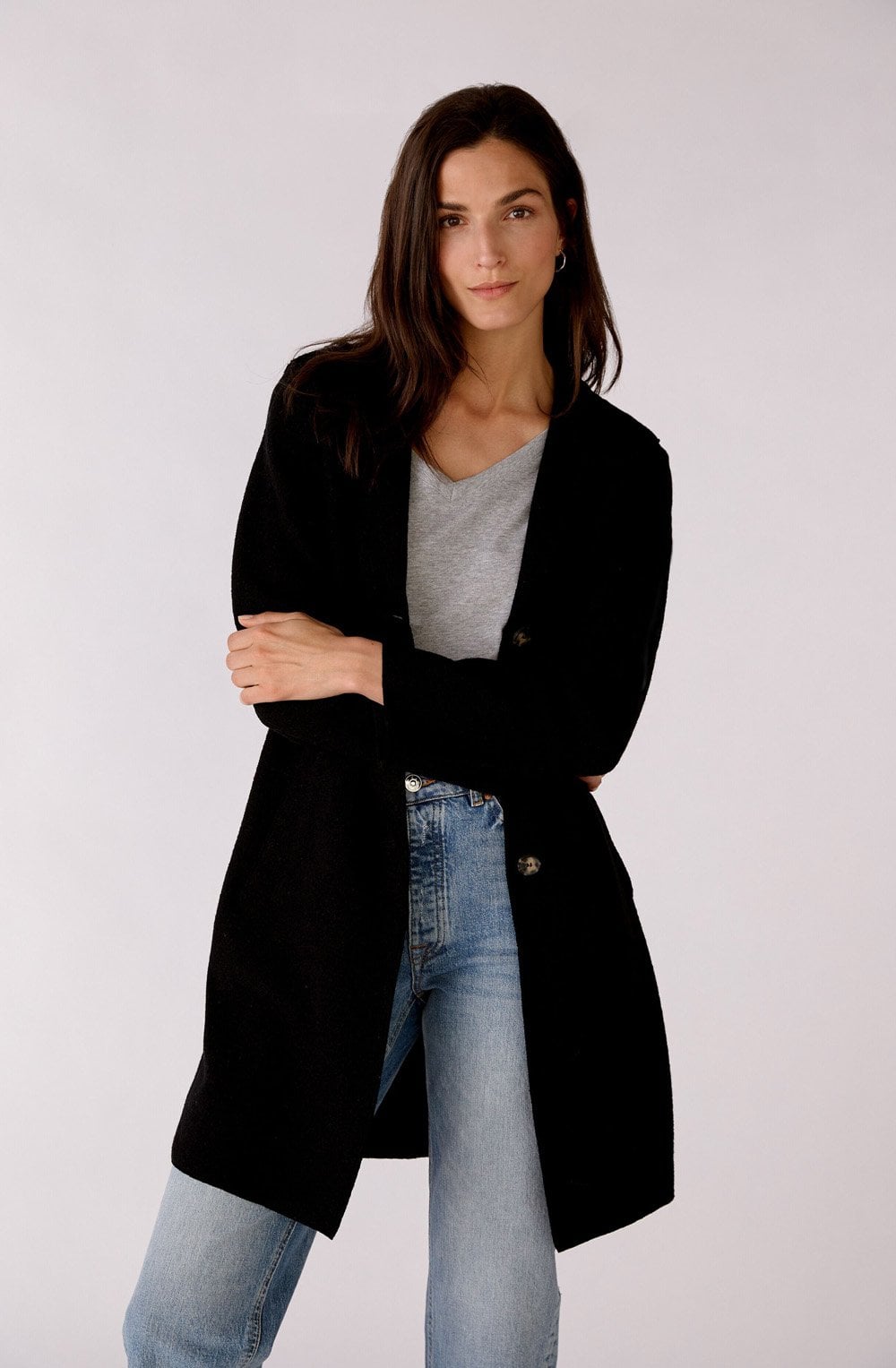 Black Boiled Wool Coat