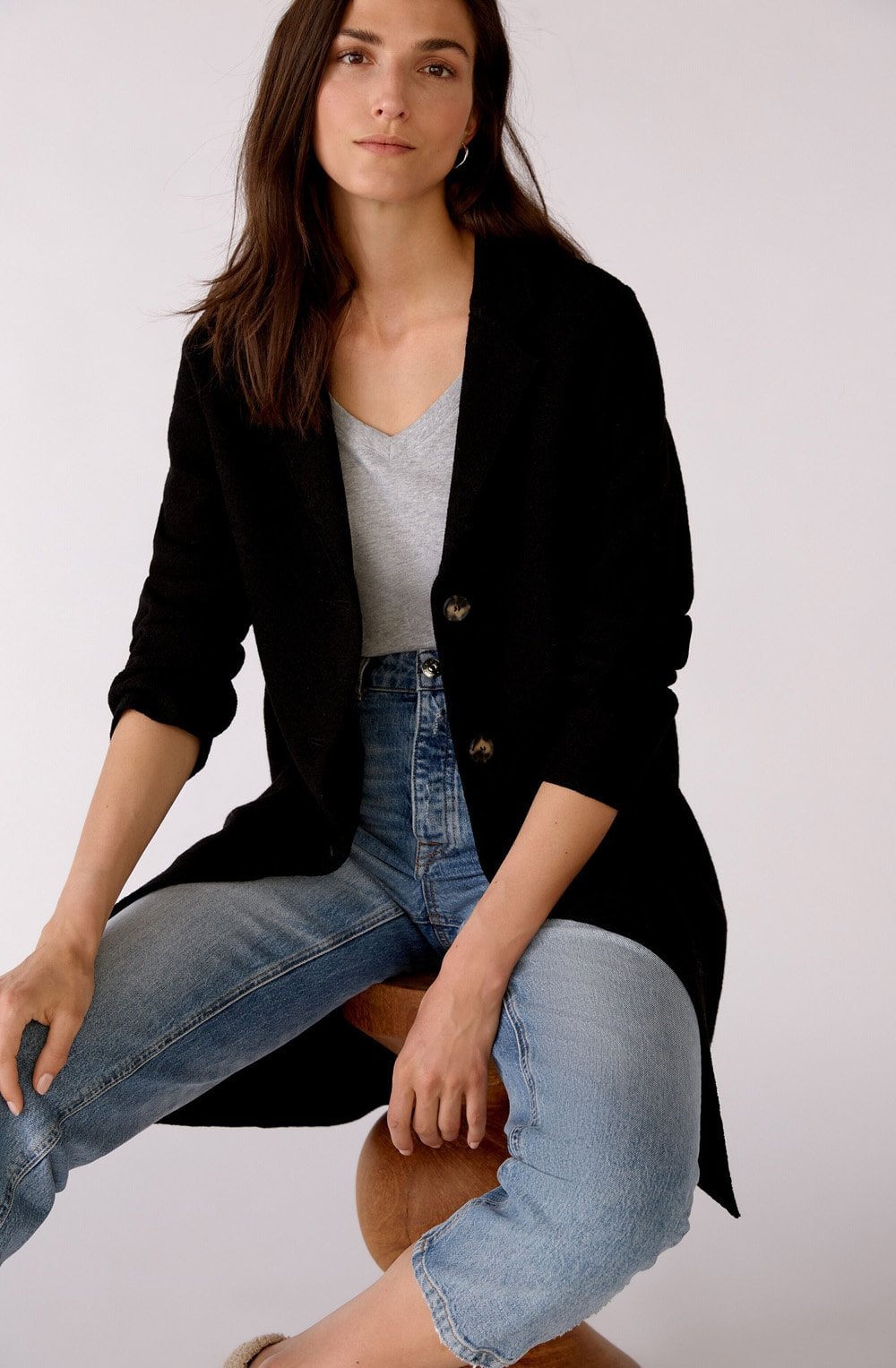Black Boiled Wool Coat