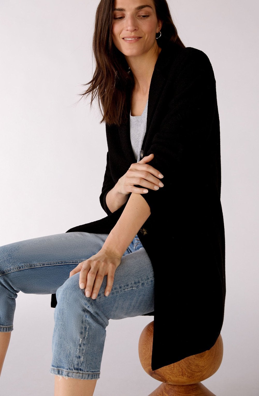 Black Boiled Wool Coat