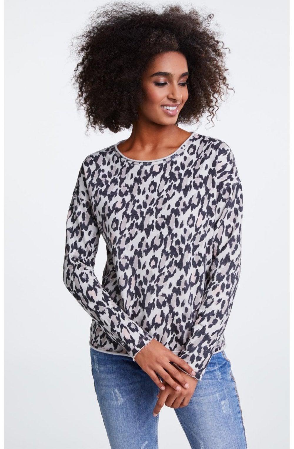 Black Brown Leopard Print Sweatshirt