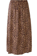 Black Camel Animal Print Midi Skirt