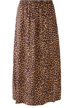 Black Camel Animal Print Midi Skirt
