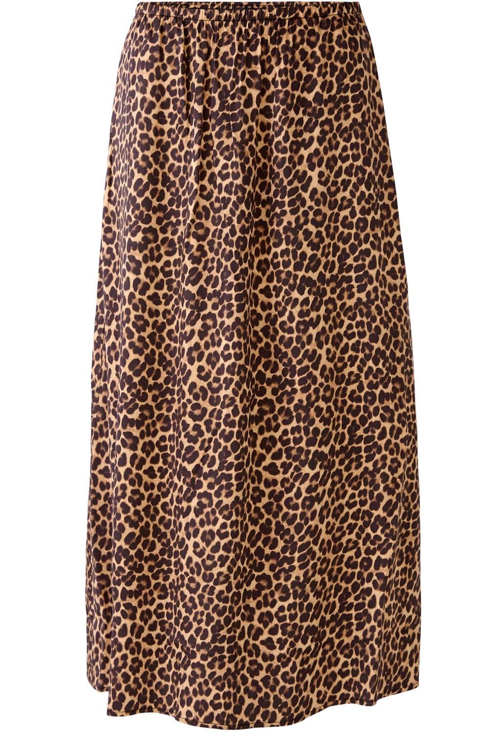 Black Camel Animal Print Midi Skirt