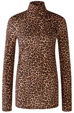 Black Camel Animal Print Stand Up Collar Top
