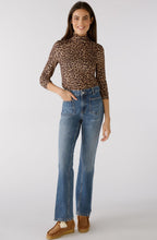 Black Camel Animal Print Stand Up Collar Top