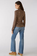 Black Camel Animal Print Stand Up Collar Top