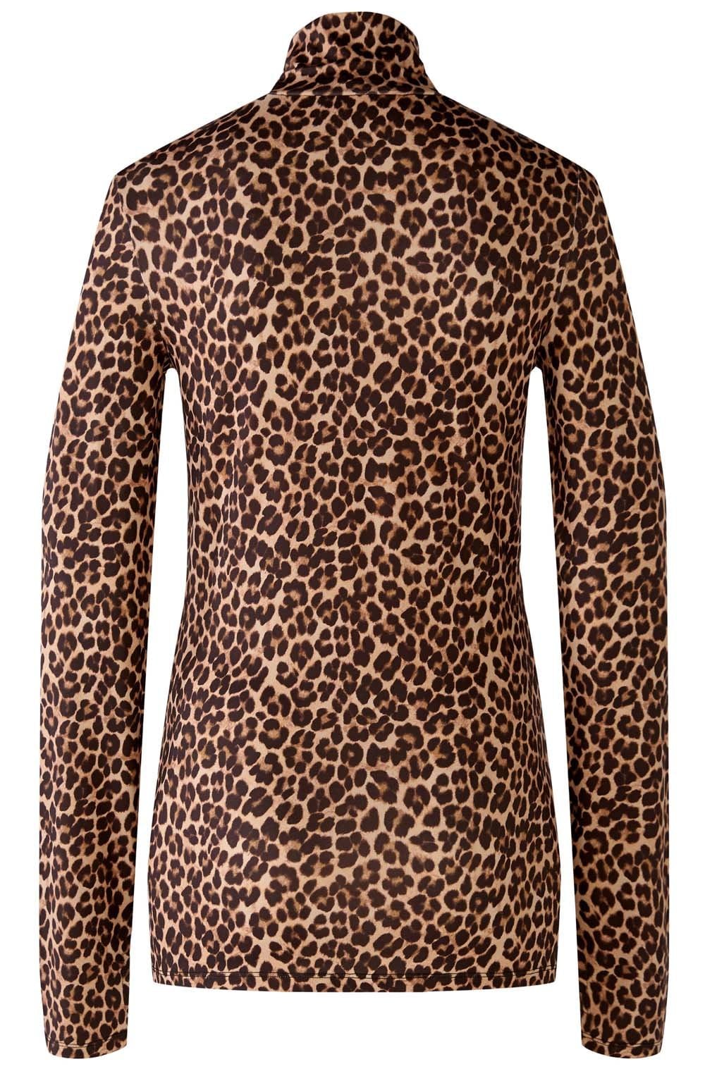 Black Camel Animal Print Stand Up Collar Top