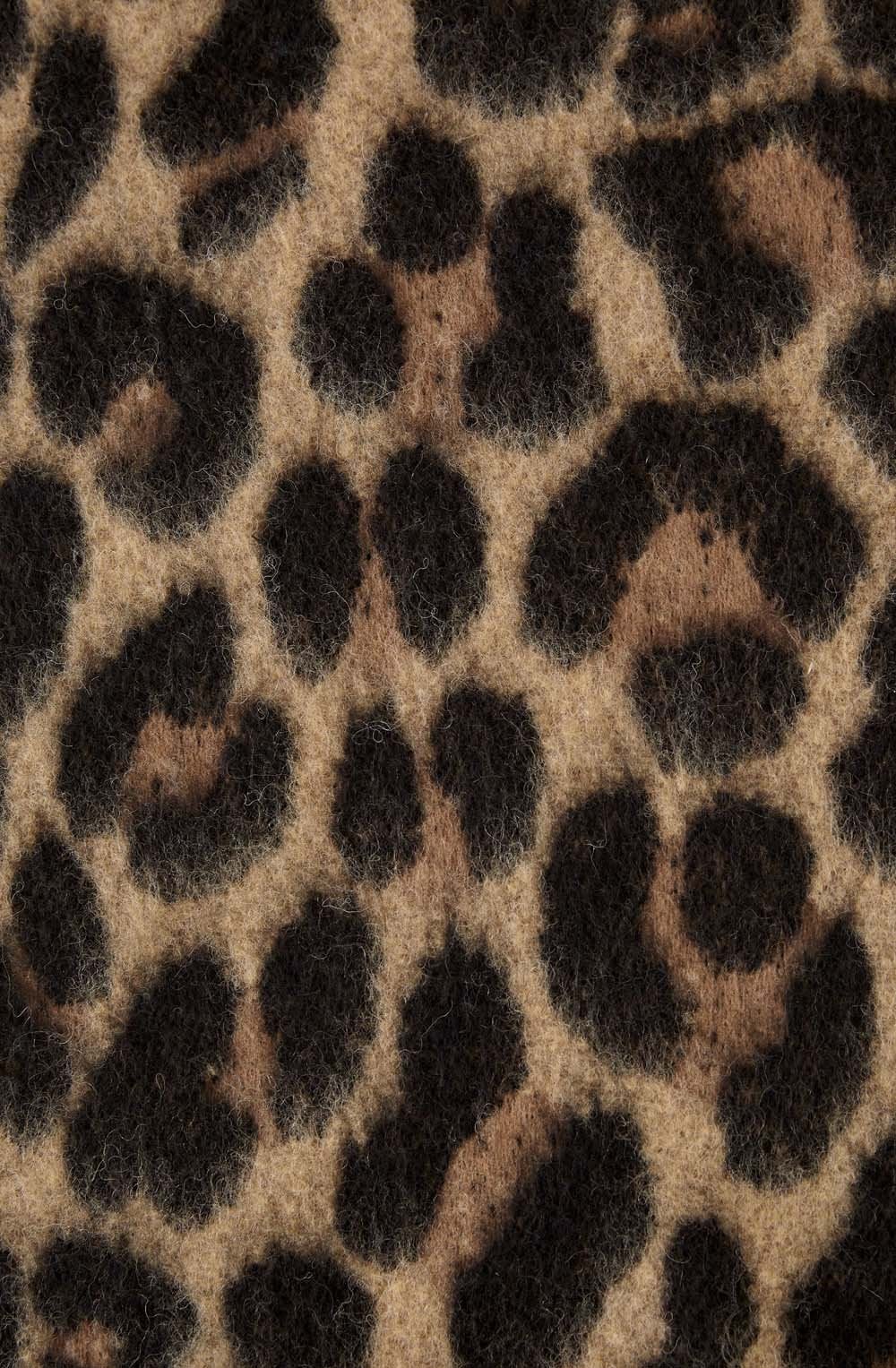 Black Camel Animal Print Tasselled Scarf