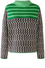 Black Chevron and Green Colour Block Jumper