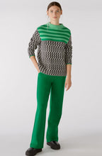 Black Chevron and Green Colour Block Jumper